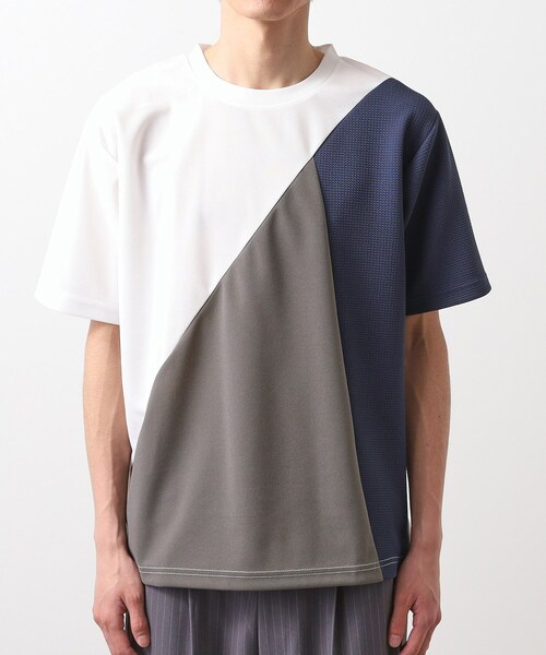 ArguECulturEストリート 異素材切替 ゆる 半袖Tシャツ ２色 18_000000021445.jpg?1689929398