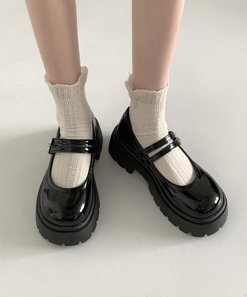 セール】WEGO/ハートバックル厚底ローファー/メリージェーン