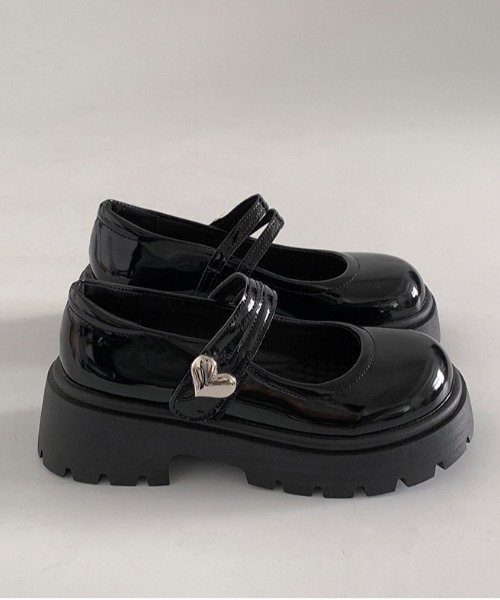WEGO（ウィゴー）の「WEGO/ハートバックル厚底ローファー/メリージェーンシューズ（ローファー・レディース・ホワイト/ブラック・LARGE/MEDIUM）」の10枚目の写真