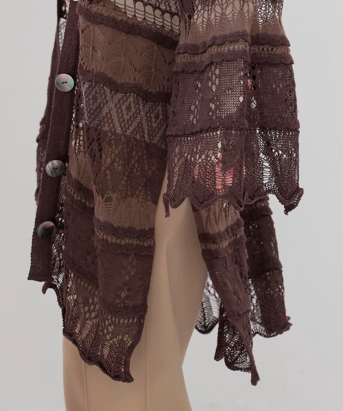 ODAKHA(オダカ)の「ODAKHA / crazy lace knit cardigan(クレイジーレースニットカーディガン OH25SS-KN10)(カーディガン/ボレロ・レディース・ブラウン/ブラック・38)」の12枚目の写真