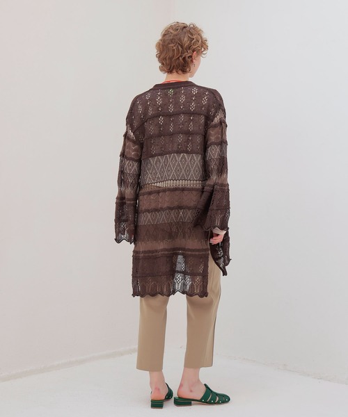 ODAKHA(オダカ)の「ODAKHA / crazy lace knit cardigan(クレイジーレースニットカーディガン OH25SS-KN10)(カーディガン/ボレロ・レディース・ブラウン/ブラック・38)」の8枚目の写真