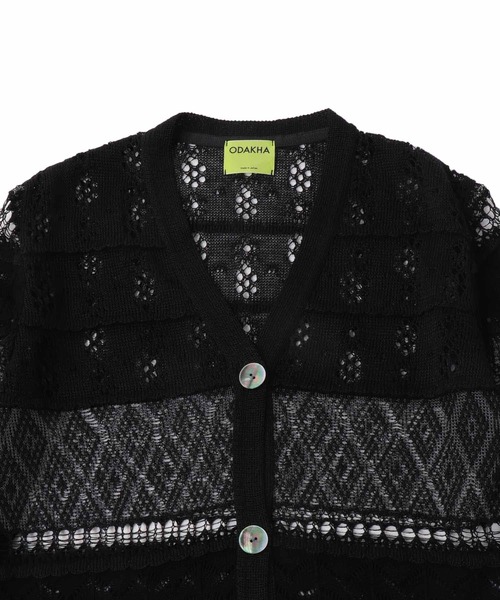 ODAKHA(オダカ)の「ODAKHA / crazy lace knit cardigan(クレイジーレースニットカーディガン OH25SS-KN10)(カーディガン/ボレロ・レディース・ブラウン/ブラック・38)」の7枚目の写真