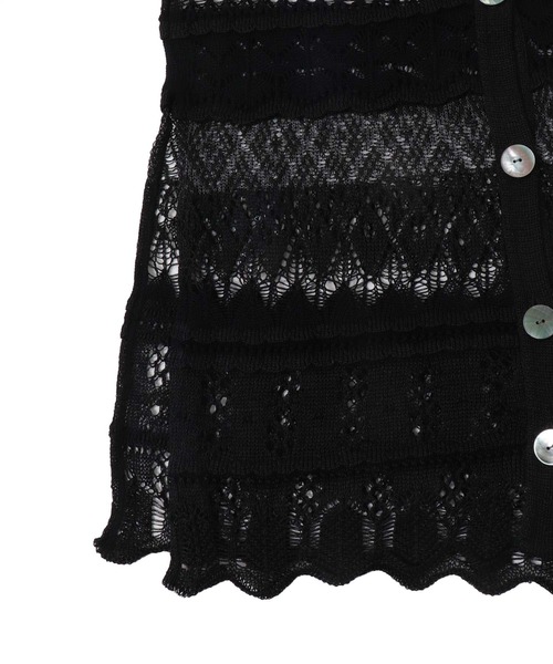 ODAKHA(オダカ)の「ODAKHA / crazy lace knit cardigan(クレイジーレースニットカーディガン OH25SS-KN10)(カーディガン/ボレロ・レディース・ブラウン/ブラック・38)」の5枚目の写真