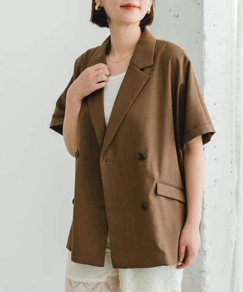 F by ROSSO（エフバイロッソ）の「ウォッシャブルサマージャケット（その他アウター・レディース・ネイビー/ブラウン・FREE）」の6枚目の写真