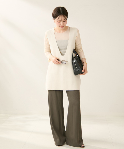 plage（プラージュ）の「giza cotton smooth ベスト（ベスト・レディース・ブラック/アイボリー・FREE）」の5枚目の写真