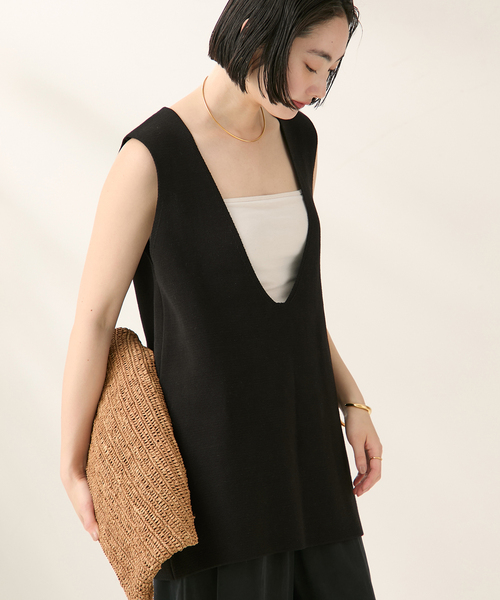 plage（プラージュ）の「giza cotton smooth ベスト（ベスト・レディース・ブラック/アイボリー・FREE）」の17枚目の写真