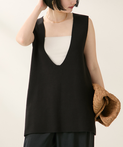 plage（プラージュ）の「giza cotton smooth ベスト（ベスト・レディース・ブラック/アイボリー・FREE）」の19枚目の写真