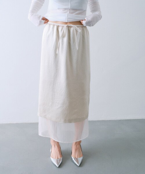 CODE A（コードエー）の「sheer washer layered skirt（スカート・レディース・グレー/オフホワイト・00）」の10枚目の写真