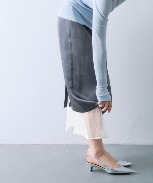 CODE A（コードエー）の「sheer washer layered skirt（スカート・レディース・グレー/オフホワイト・00）」の12枚目の写真