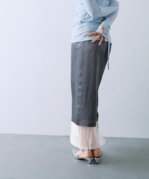 CODE A（コードエー）の「sheer washer layered skirt（スカート・レディース・グレー/オフホワイト・00）」の13枚目の写真