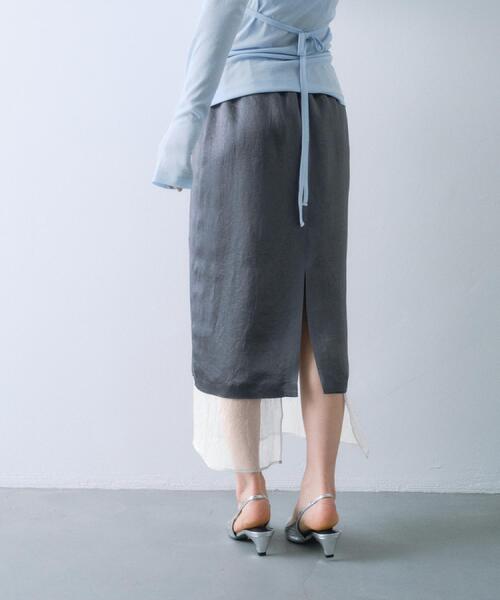 CODE A（コードエー）の「sheer washer layered skirt（スカート・レディース・グレー/オフホワイト・00）」の14枚目の写真