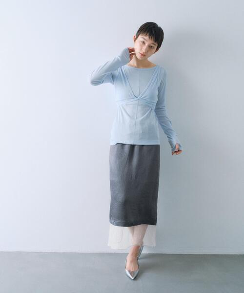CODE A（コードエー）の「sheer washer layered skirt（スカート・レディース・グレー/オフホワイト・00）」の15枚目の写真