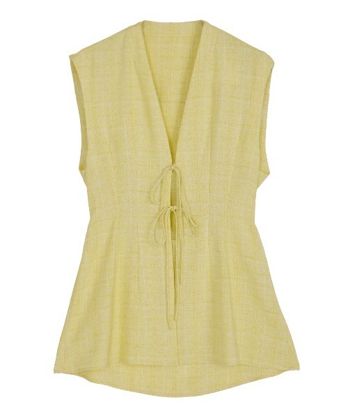 Ameri（アメリ）の「LIGHT TWEED WAIST SHAPE TOP（Tシャツ