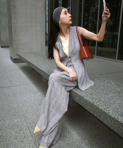 【Ameri/アメリ】LIGHT TWEED WAIST SHAPE TOP セール】LIGHT TWEED WAIST SHAPE TOP（Tシャツ/カットソー