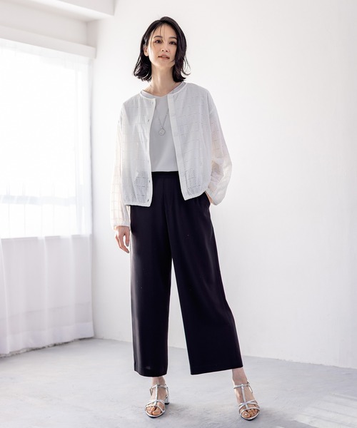 A/C DESIGN BY ALPHA CUBIC（エーシーデザインバイアルファキュービック）の「【接触冷感・UVカット】フレンチスリーブTシャツ（Tシャツ/カットソー・レディース・ブラック/ライトグレー/オフホワイト・LL/M/L）」の5枚目の写真