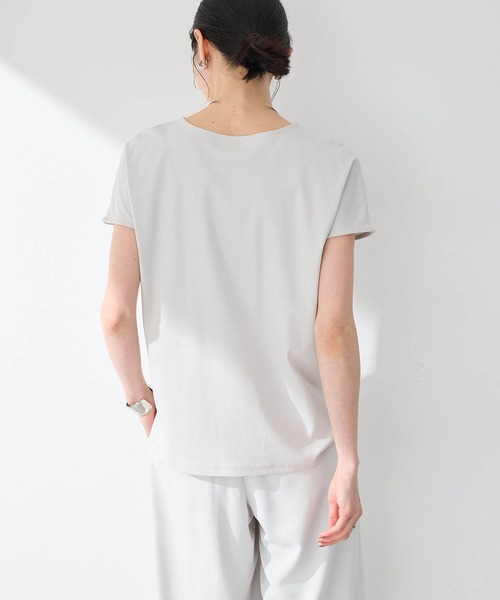 A/C DESIGN BY ALPHA CUBIC（エーシーデザインバイアルファキュービック）の「【接触冷感・UVカット】フレンチスリーブTシャツ（Tシャツ/カットソー・レディース・ブラック/ライトグレー/オフホワイト・LL/M/L）」の15枚目の写真
