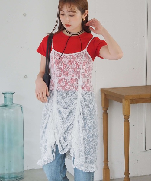 tiptop(ティップトップ)の「レースドロストミニキャミワンピース(ワンピース・レディース・ブラック/オフホワイト/ブラウン系その他/ブラック系その他・FREE)」の8枚目の写真