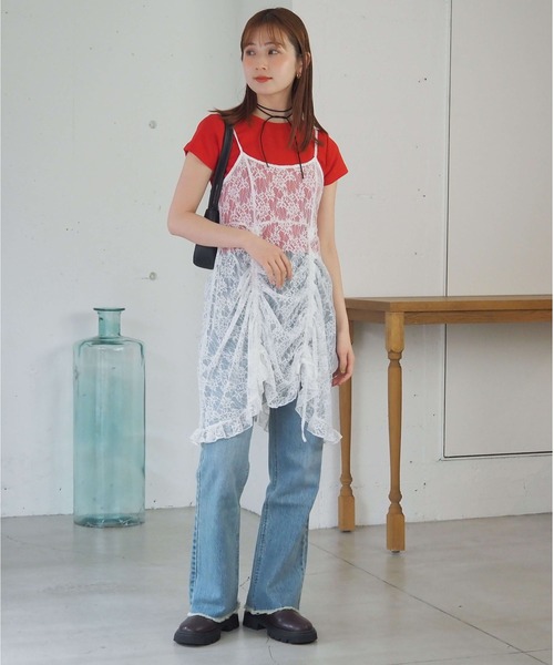 tiptop(ティップトップ)の「レースドロストミニキャミワンピース(ワンピース・レディース・ブラック/オフホワイト/ブラウン系その他/ブラック系その他・FREE)」の9枚目の写真