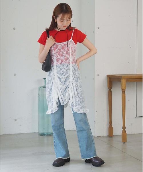 tiptop(ティップトップ)の「レースドロストミニキャミワンピース(ワンピース・レディース・ブラック/オフホワイト/ブラウン系その他/ブラック系その他・FREE)」の10枚目の写真