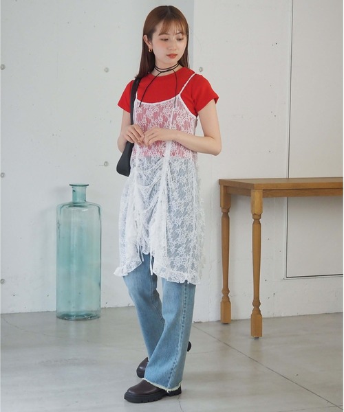 tiptop(ティップトップ)の「レースドロストミニキャミワンピース(ワンピース・レディース・ブラック/オフホワイト/ブラウン系その他/ブラック系その他・FREE)」の11枚目の写真