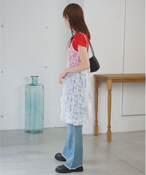 tiptop(ティップトップ)の「レースドロストミニキャミワンピース(ワンピース・レディース・ブラック/オフホワイト/ブラウン系その他/ブラック系その他・FREE)」の12枚目の写真