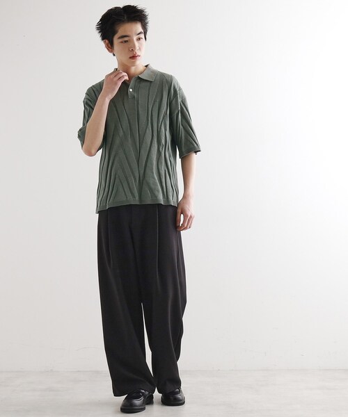 tk.TAKEO KIKUCHI（ティーケータケオキクチ）の「ジャカードニットポロ（ニット/セーター・メンズ・グレー/ブラック/ライトブルー・02/03）」の7枚目の写真