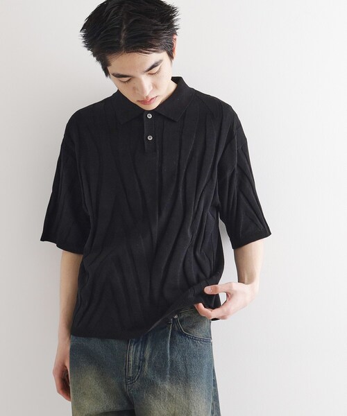 tk.TAKEO KIKUCHI（ティーケータケオキクチ）の「ジャカードニットポロ（ニット/セーター・メンズ・グレー/ブラック/ライトブルー・02/03）」の9枚目の写真