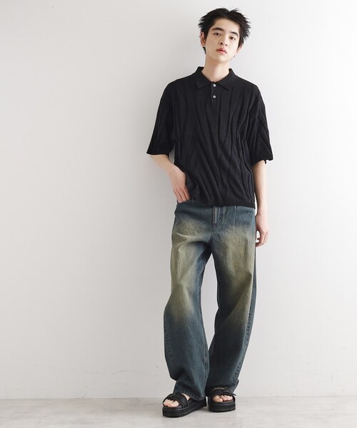 tk.TAKEO KIKUCHI（ティーケータケオキクチ）の「ジャカードニットポロ（ニット/セーター・メンズ・グレー/ブラック/ライトブルー・02/03）」の10枚目の写真