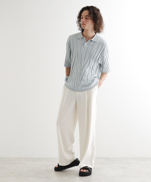 tk.TAKEO KIKUCHI（ティーケータケオキクチ）の「ジャカードニットポロ（ニット/セーター・メンズ・グレー/ブラック/ライトブルー・02/03）」の15枚目の写真