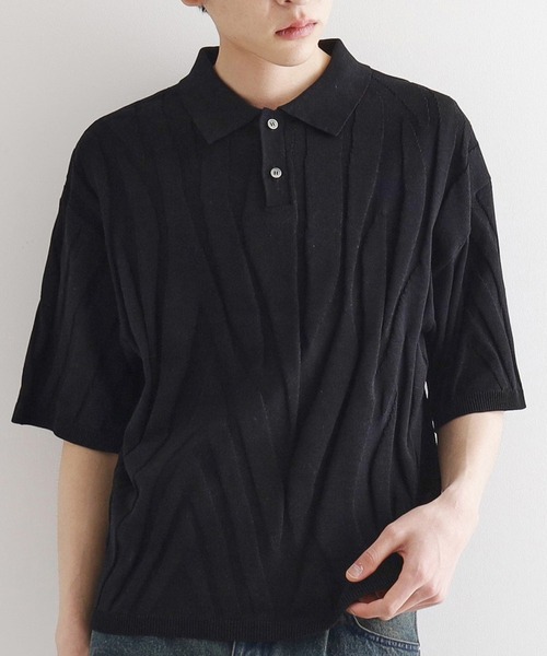 tk.TAKEO KIKUCHI（ティーケータケオキクチ）の「ジャカードニットポロ（ニット/セーター・メンズ・グレー/ブラック/ライトブルー・02/03）」の2枚目の写真