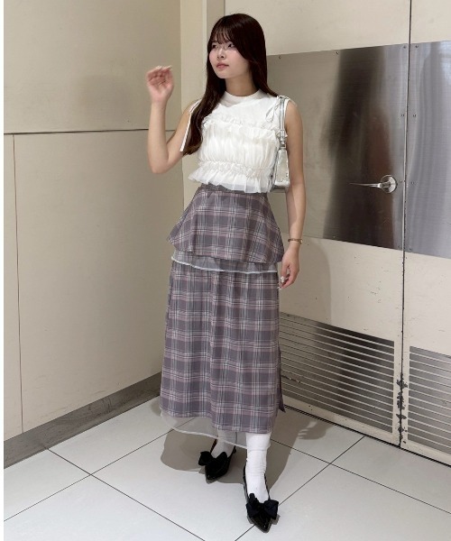 REDYAZEL(レディアゼル)の「チュールレイヤードスカート(スカート・レディース・ブラック/ベージュ/グレー・SMALL/MEDIUM)」の8枚目の写真