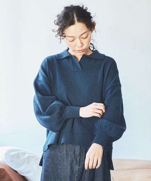 and myera ワイドシルエットのスキッパーセーター