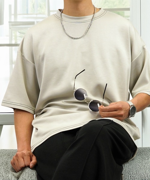 L'atelier(ラトリエ)の「肌触り ストレッチ Tシャツ半袖 冷感 ロゴ 無地(Tシャツ/カットソー・メンズ・ホワイト系1/ホワイト系2/ホワイト系3/ブラック系1/ブラック系2/ブラック系3/グレー系2/グレー系3/ブルー系1/ブルー系2/ブルー系3・L/M)」の8枚目の写真