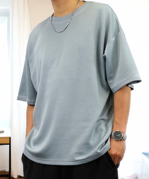L'atelier(ラトリエ)の「肌触り ストレッチ Tシャツ半袖 冷感 ロゴ 無地(Tシャツ/カットソー・メンズ・ホワイト系1/ホワイト系2/ホワイト系3/ブラック系1/ブラック系2/ブラック系3/グレー系2/グレー系3/ブルー系1/ブルー系2/ブルー系3・L/M)」の11枚目の写真