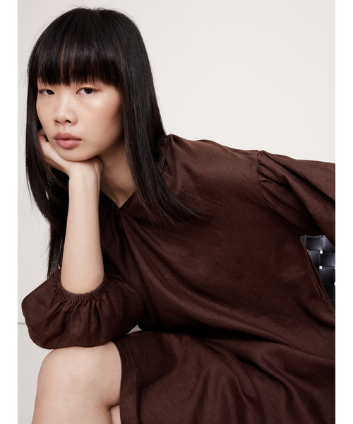 セール】リネン Vネック マキシドレス（ワンピース）｜BANANA REPUBLIC