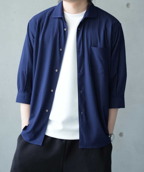 UNION STATION(ユニオンステーション)の「針抜きテレコジャージー7分袖シャツ(シャツ/ブラウス・メンズ・ホワイト/イエロー/ネイビー・M/L/LL)」の5枚目の写真