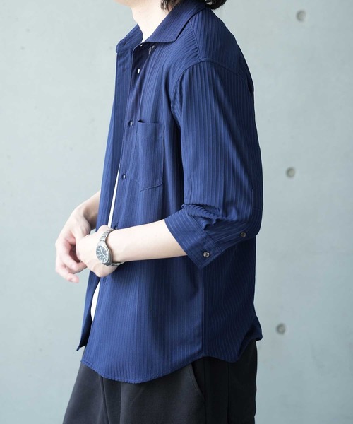 UNION STATION(ユニオンステーション)の「針抜きテレコジャージー7分袖シャツ(シャツ/ブラウス・メンズ・ホワイト/イエロー/ネイビー・M/L/LL)」の8枚目の写真