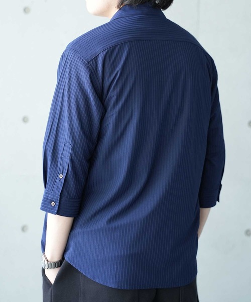 UNION STATION(ユニオンステーション)の「針抜きテレコジャージー7分袖シャツ(シャツ/ブラウス・メンズ・ホワイト/イエロー/ネイビー・M/L/LL)」の9枚目の写真