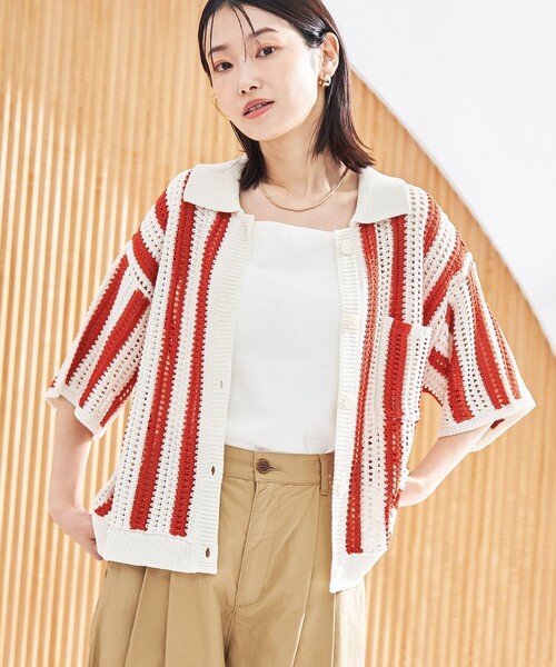 sinss メッシュニットポロカーディガン Mesh knit polo cardigan / メッシュニットポロカーディガン