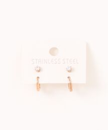 【 ammy. / エイミードット 】 シンプルデザイン フープ セットピアス / ステンレス