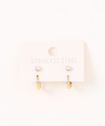 【 ammy. / エイミードット 】 シンプルデザイン フープ セットピアス / ステンレス