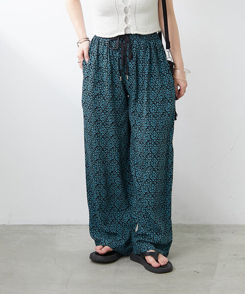 【未使用品】ISABEL MARANT 総柄裾ドレープイージーパンツ　M 未使用品】ISABEL MARANT 総柄裾ドレープイージーパンツ M