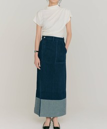 SLIT LONG DENIM SKIRT