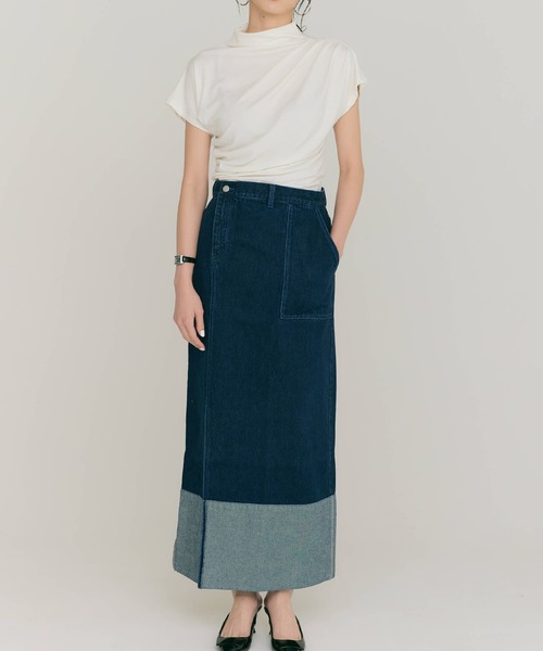 BLUE×PALANG（ブルーパラン）の「SLIT LONG DENIM SKIRT（デニムスカート・レディース・ライトブルー/ダークブルー・MEDIUM/SMALL）」の2枚目の写真