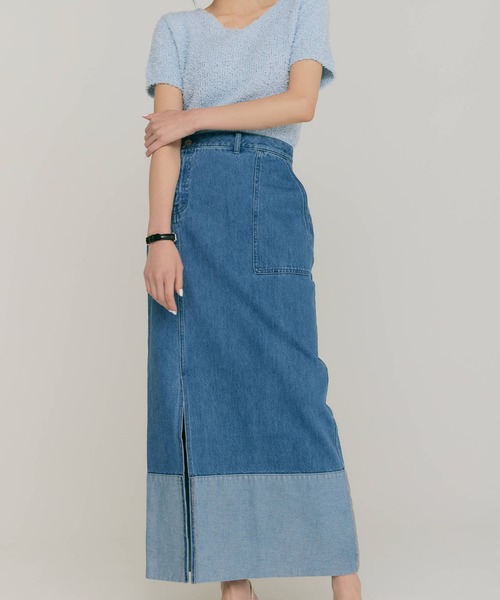 BLUE×PALANG（ブルーパラン）の「SLIT LONG DENIM SKIRT（デニムスカート・レディース・ライトブルー/ダークブルー・MEDIUM/SMALL）」の18枚目の写真