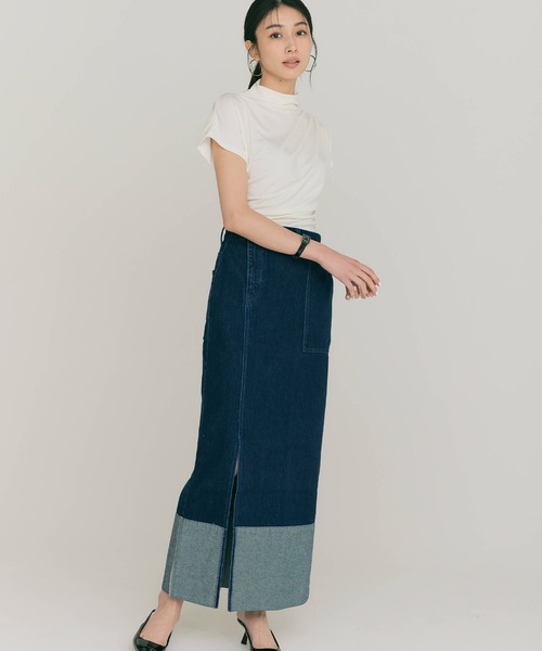 BLUE×PALANG（ブルーパラン）の「SLIT LONG DENIM SKIRT（デニムスカート・レディース・ライトブルー/ダークブルー・MEDIUM/SMALL）」の12枚目の写真
