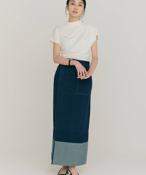BLUE×PALANG（ブルーパラン）の「SLIT LONG DENIM SKIRT（デニムスカート・レディース・ライトブルー/ダークブルー・MEDIUM/SMALL）」の11枚目の写真