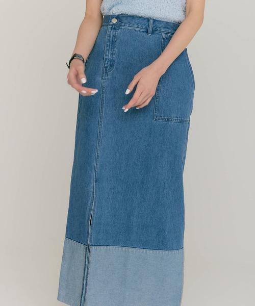 BLUE×PALANG（ブルーパラン）の「SLIT LONG DENIM SKIRT（デニムスカート・レディース・ライトブルー/ダークブルー・MEDIUM/SMALL）」の17枚目の写真