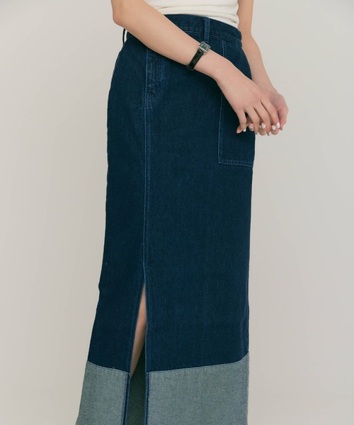 BLUE×PALANG（ブルーパラン）の「SLIT LONG DENIM SKIRT（デニムスカート・レディース・ライトブルー/ダークブルー・MEDIUM/SMALL）」の9枚目の写真