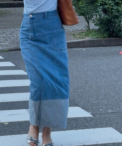 BLUE×PALANG（ブルーパラン）の「SLIT LONG DENIM SKIRT（デニムスカート・レディース・ライトブルー/ダークブルー・MEDIUM/SMALL）」の20枚目の写真